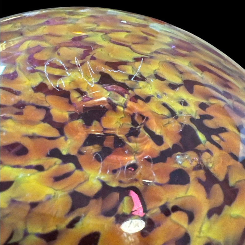 Stunning Handblown signed 2003 Vibrant Swirled Glass Bowl. (9-M) - Picture 5 of 6